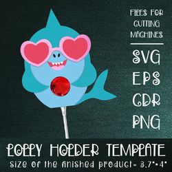 baby shark with sunglasses | lollipop holder svg | paper craft template