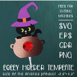 Black Cat Lollipop Holder | Halloween Paper Craft Template SVG