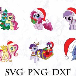my little pony christmas svg, bundle christmas svg png, dxf, pdf, jpg,...