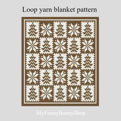 Loop yarn Winter Trees Checkered Blanket Pattern PDF Download
