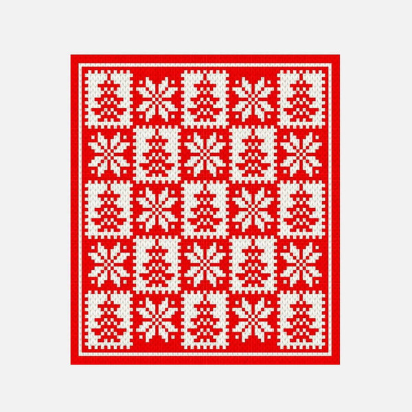 finger-knitted-loop-yarn-winter-checkered-blanket-3