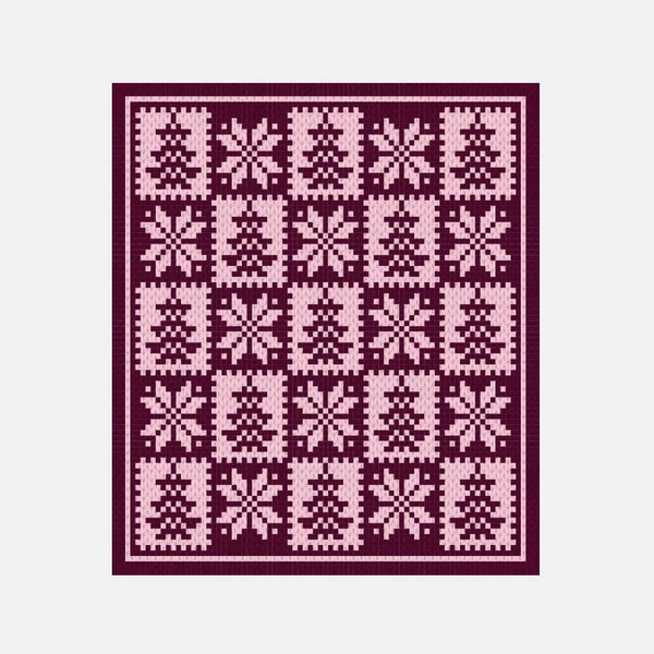 finger-knitted-loop-yarn-winter-checkered-blanket-5
