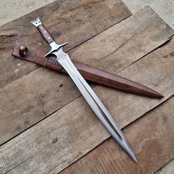 Custom Handmade Carbon Steel Hunting Sword-Historical Sword-30-inches hand forged swords gift father outdoor mk6201m