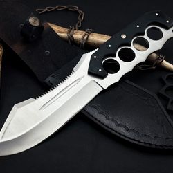 Custom Handmade D2 Steel Hunting Bowie Knife, Micarta Handle With Leather Sheath hand forged hunting outdoor mk6161m