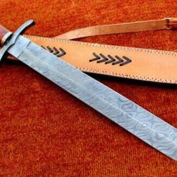 Damascus Steel Viking Sword with Rosewood Mastery - Perfect Christmas Gift for History Buffs