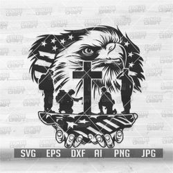 us eagle marine kneeling in cross svg | navy dad clipart | 4th of july stencil | memorial day | honor the brave cutfile