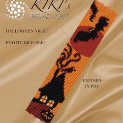 Peyote pattern peyote bracelet pattern Halloween night flowers Peyote pattern design 3 drop peyote PDF instant download