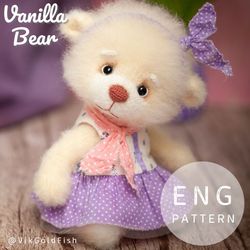 Knitted Toy Pattern, Knitted Bear Vanilla, Knitting Toys Pattern, Amigurumi Bear Pattern, Teddy Bear Knitting Pattern