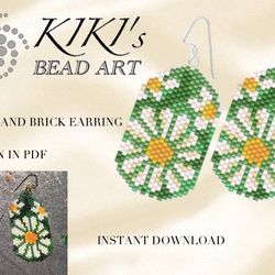 peyote pattern peyote earrings brick earrings pattern daisies, daisy earrings, peyote and brick earrings pattern in pdf