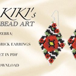 peyote pattern peyote earrings brick earrings pattern poppies 2 earrings, peyote and brick earrings pattern pdf
