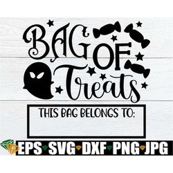 bag of treats, personalized trick or treat bag svg, candy bag svg, trick or treating bag svg, halloween candy bag, digit