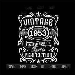 70th Birthday svg | Vintage 1953 Shirt png | Aged to Perfection Cutfile | Retro Bday Party dxf | 70 Years Old Gift Idea
