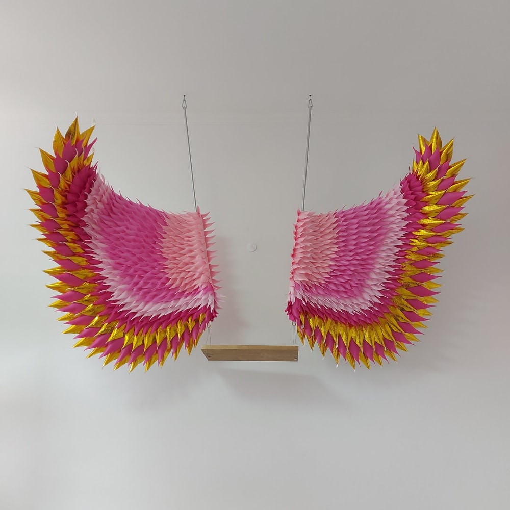 Gold pink baby shower wings backdropWedding Angel wings backdrop wings swings,interior decoration.jpg