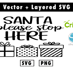 santa please stop here svg and png files for cricut machine , anime svg , manga svg , goku svg