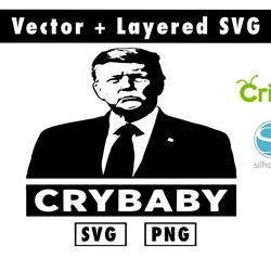 donald trump crybaby svg and png files for cricut machine , anime svg , manga svg , goku svg