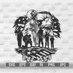 us eagle patriotic army and riffle svg | military cutfile | soldier dad stencil | veteran shirt png | support all troops