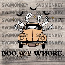 Retro Boo You Whore Cute Halloween Spooky Season SVG PNG EPS DXF PDF, Cricut File
