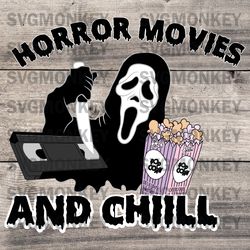Horror Movies and Chill SVG Halloween Ghost SVG PNG EPS DXF PDF, Cricut File