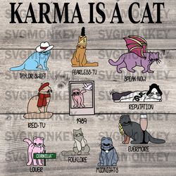 Taylor Karma Is A Cat The Eras Tour SVG Graphic Design File SVG PNG EPS DXF PDF, Cricut File