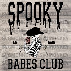 Spooky Babes Club SVG PNG, Skeleton Salem Leopard SVG, Spooky Est 1629 DXF SVG PNG EPS