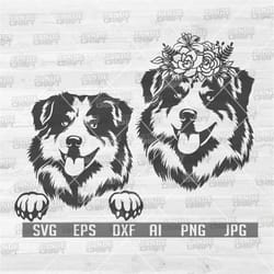 australian shepherd svg | floral dog svg | shepherd dog svg | dog cutting file | dog clipart | dog cutfile | dog shirt s