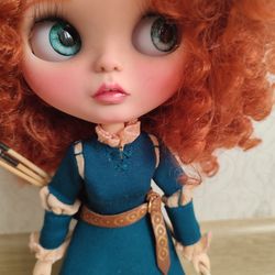 Blythe Doll Custom Merida Brave OOAK TBL Long Hair Princess Doll Gift for Girl Collectible Doll