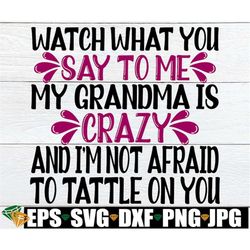 be careful what you say to me my grandma's crazy and i'm not afraid to tell on you. funny grandma. crazy grandma. i love