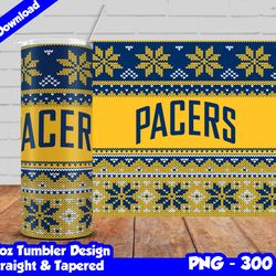pacers tumbler design png, 20oz skinny tumbler sublimation template, basketball pacers, straight and tapered design,