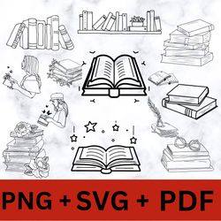 books svg, books clipart, books svg bundle, school svg, book club svg, student svg, stack of books svg, instant download