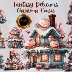 Fantasy Christmas Houses PNG, Delicious gingerbread clipart, Fantasy holiday clipart, Christmas houses design PNG