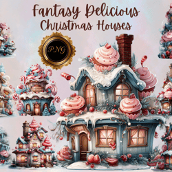 fantasy christmas houses png, delicious gingerbread clipart, fantasy holiday clipart, christmas houses design png