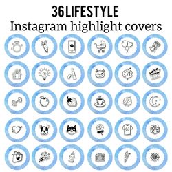 36 Lifestyle Instagram Highlight Icons. Blue Instagram Highlights Images. Instagram Highlights Covers