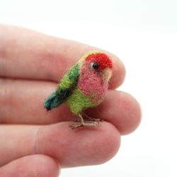 Miniature needle felted lovebird, needle felted parakeet, pet portrait