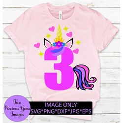 unicorn birthday. 3rd unicorn birthday. unicorn 3rd birthday. unicorn number 3. digital download.