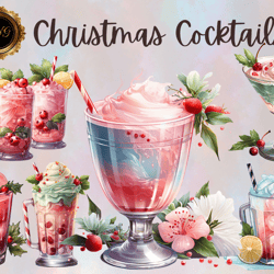 Christmas cocktails Png Clipart, Holiday drink illustrations, Sublimation-ready Christmas clipart, Festive cocktail