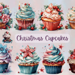 Christmas Cupcake Png Clipart, sublimation, holiday baking, festive dessert, winter treats, digital design