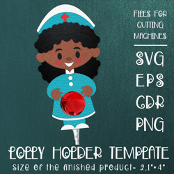 Black Woman Nurse | Lollipop Holder | Paper Craft Template SVG