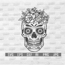 Sugar Skull Svg | Skull Svg | Skull Png | Skull Clipart | Skull Cutfile | Floral Skull Svg | Floral Skull Png | Sugar Sk