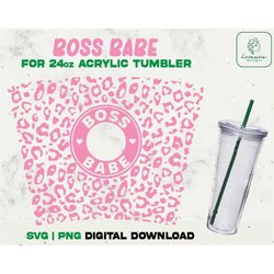 Boss Babe SVG Full Wrap Acrylic Cup 24oz Svg, Woman Power SVG Acrylic Wrap 24oz SVG, Girl Power svg - Digital Download