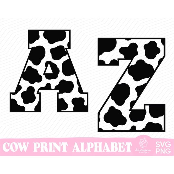 Cow Pattern Letters Cow Print Alphabet svg, Cow Pattern Alphabet SVG Bundle, Cow - Inspire ...