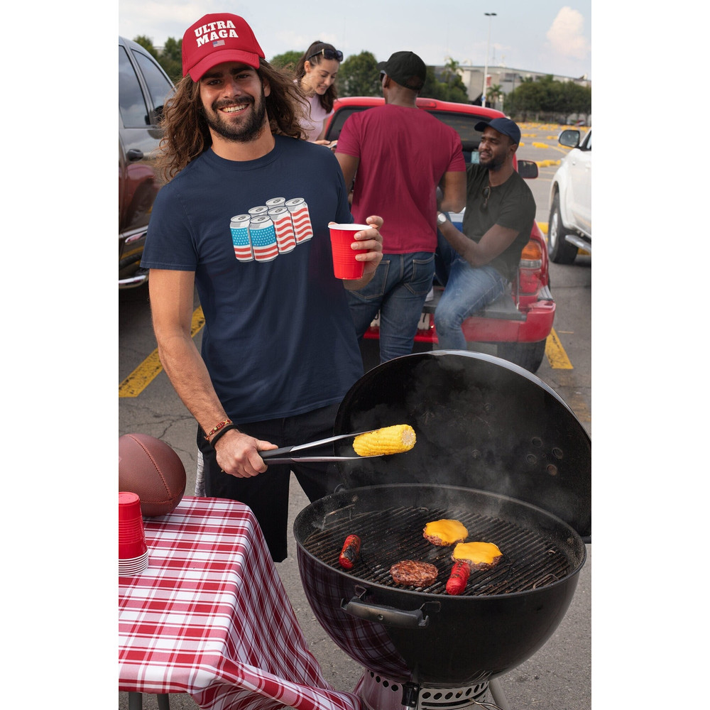 USA Shirt, Funny Beer T Shirt, Beer Gifts, Bbq Cookout Shirt, Red White & Blue, Patriotic American Tee, Murica Shirt USA Flag Beers T-Shirt - 1.jpg
