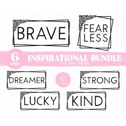 Inspirational Bundle Frame SVG Bundle, Double Frame SVG, Strong svg, Brave svg, Be kind svg, Leopard svg, Inspirational