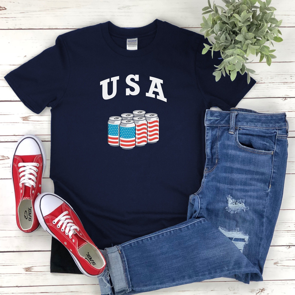 USA Shirt, Funny Beer T Shirt, Beer Gifts, Bbq Cookout Shirt, Red White & Blue, Patriotic American Tee, Murica Shirt USA Flag Beers T-Shirt - 3.jpg
