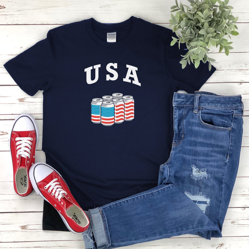 USA Shirt, Funny Beer T Shirt, Beer Gifts, Bbq Cookout Shirt, Red White & Blue, Patriotic American Tee, Murica Shirt USA Flag Beers T-Shirt - 3.jpg
