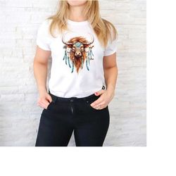 indigenous highland cow shirt, gift for native american, indian highland cow t-shirt for men and women, native american