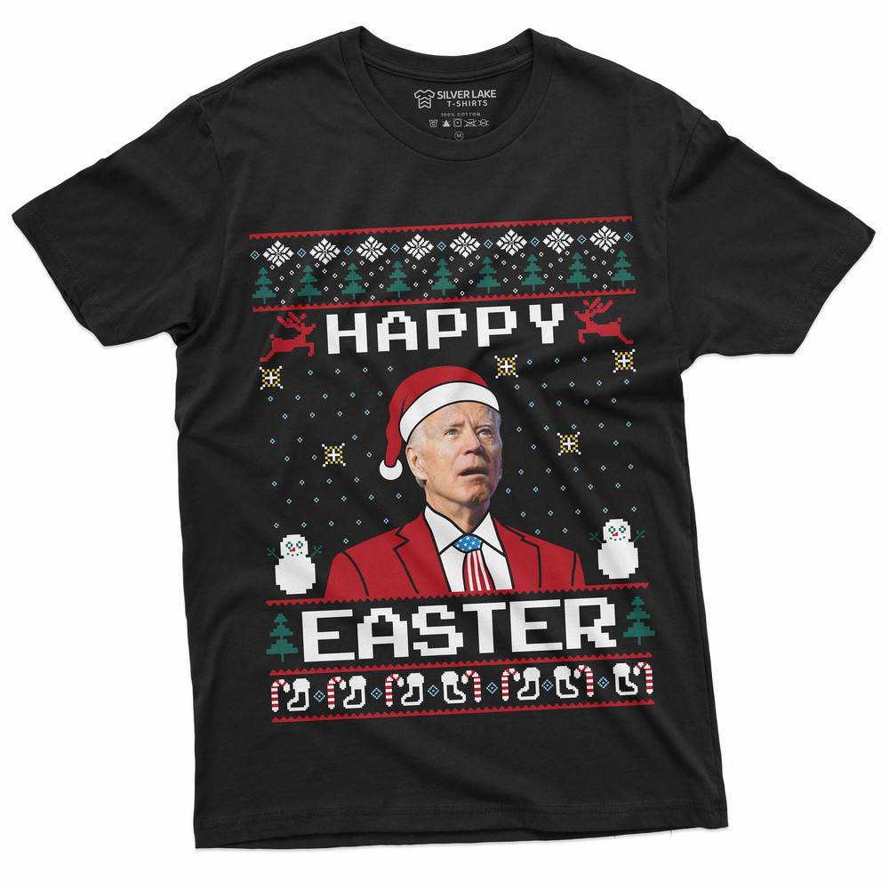 Christmas Funny Political T-shirt Happy Easter Merry Christmas Biden Funny Tee shirt Christmas Ugly Sweater pattern tee - 1.jpg