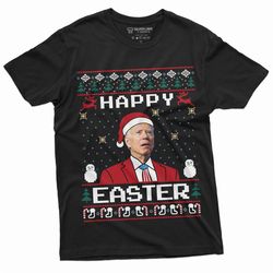 christmas funny political t-shirt , happy easter merry christmas biden funny tee shirt , christmas ugly sweater pattern