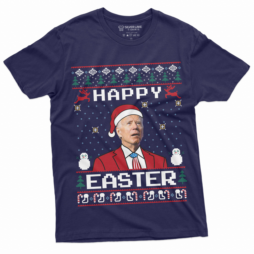 Christmas Funny Political T-shirt Happy Easter Merry Christmas Biden Funny Tee shirt Christmas Ugly Sweater pattern tee - 3.jpg