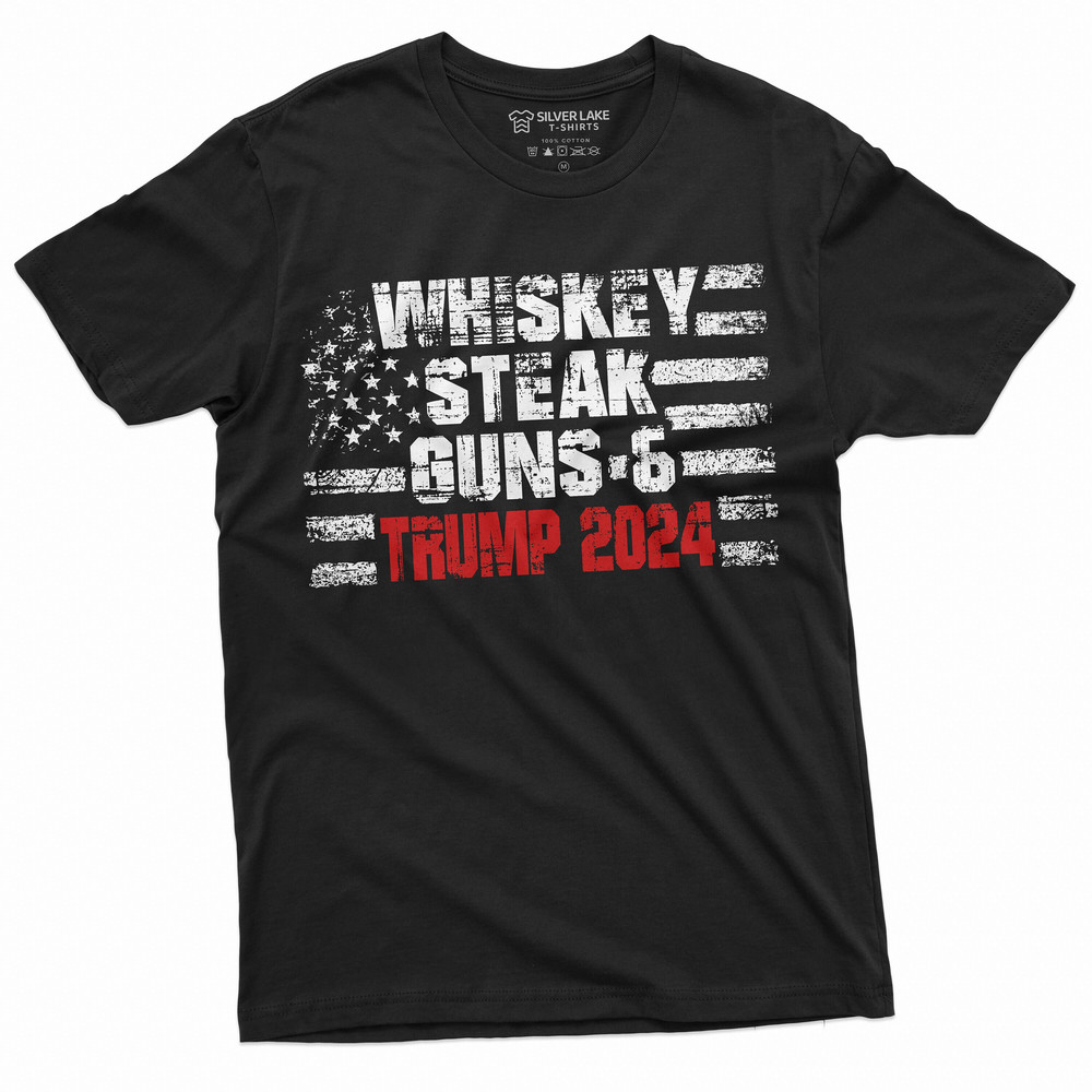 Men's  Whiskey Steak Guns and Trump 2024 T-shirt DJT political re-election Tee Shirt Donald Trump for President Mens Tee Shirt - 1.jpg