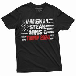 mens  whiskey steak guns and trump 2024 t-shirt djt political re-election tee shirt donald trump for president mens tee